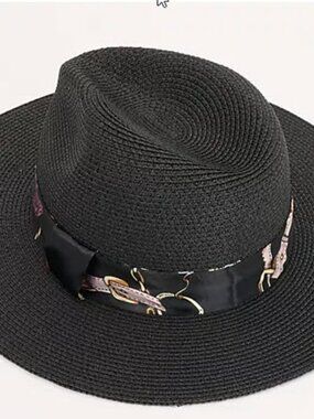 NWOT Women with Control Attitudes by Renee Black Boater Sun Hat OS Sold Out